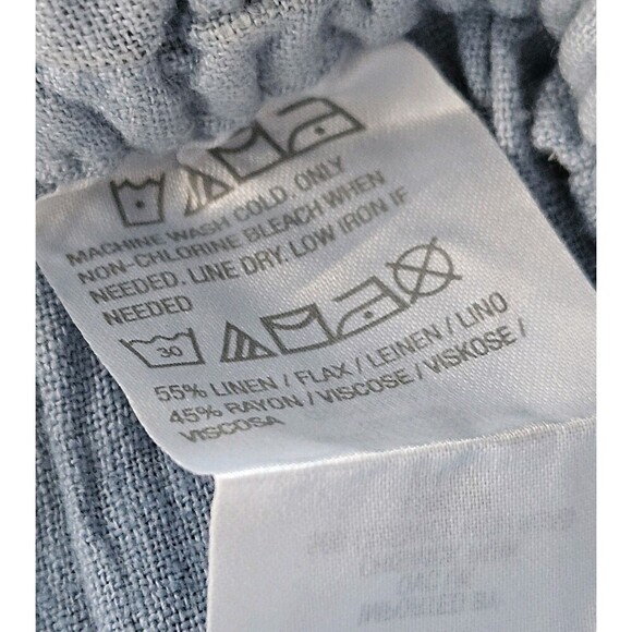 Susan Graver Pure Linen Utility Cargo Crop Pant Faded Chambray Size S Pull On - Picture 5 of 10